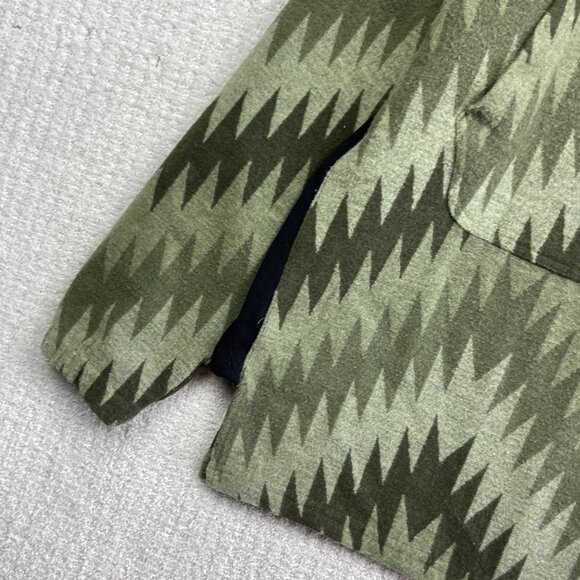 Hooké Mens Sz XS Apalachian Pullover Polar Fleece Green Aztec AOP Fishing Read - Picture 3 of 16